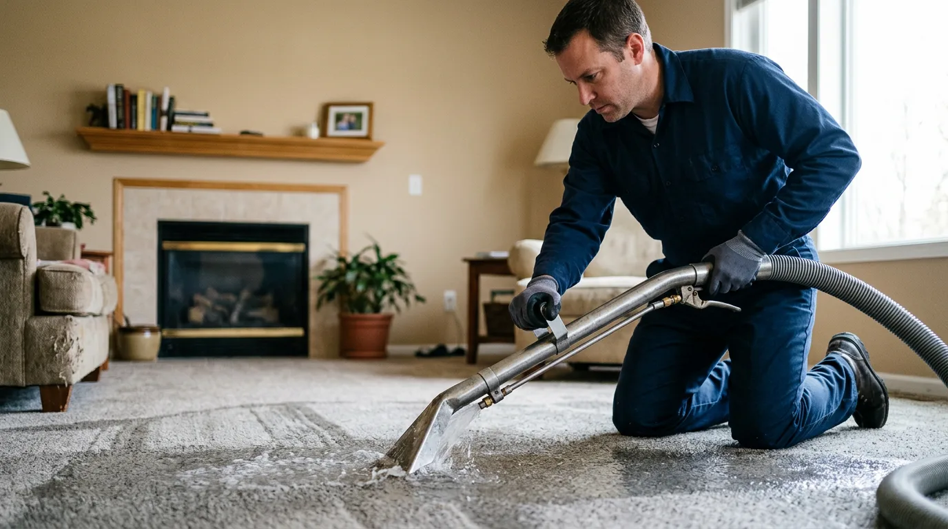 Water damage restoration technician working near Hamlin, WV